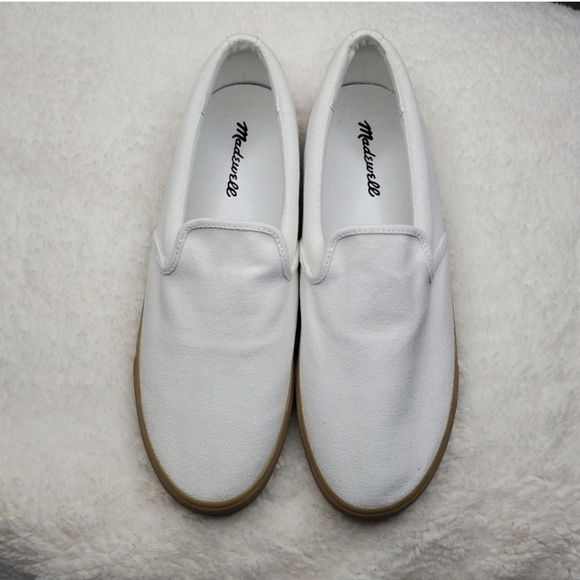 Madewell Sidewalk White Cream Canvas Gum Sole Slip On Sneakers - Picture 4 of 14
